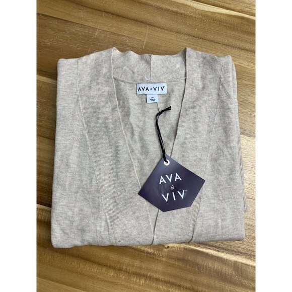 Ava & Viv Womens Neutral Beige Oatmeal Color Open-Front Cardigan Plus Size 3X - Picture 14 of 14